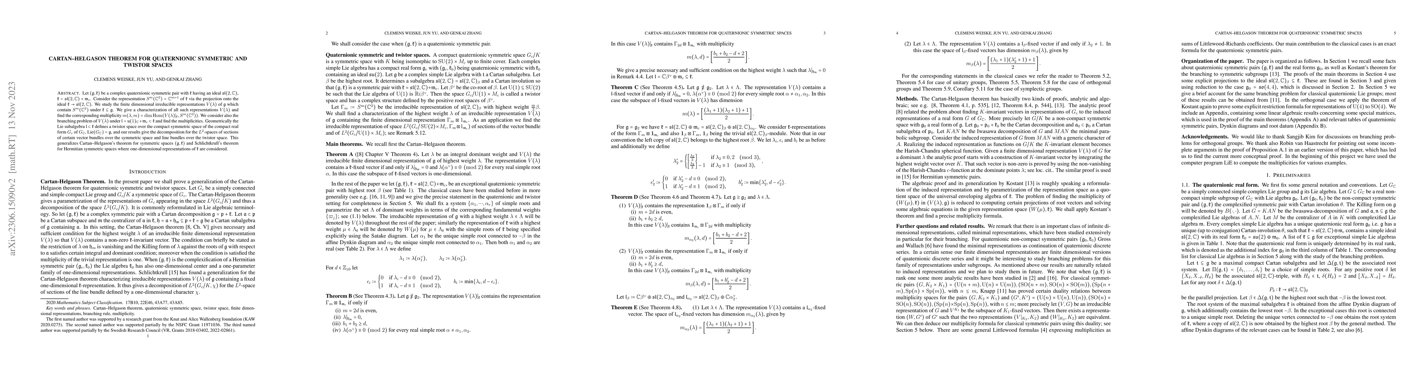 Thumbnail for Cartan--Helgason theorem for quaternionic symmetric and twistor spaces