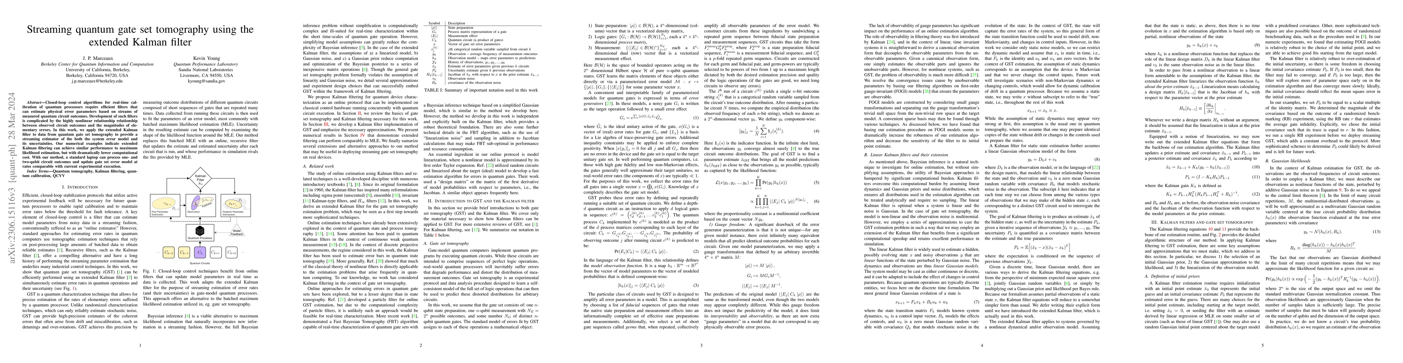 Thumbnail for Streaming quantum gate set tomography using the extended Kalman filter
