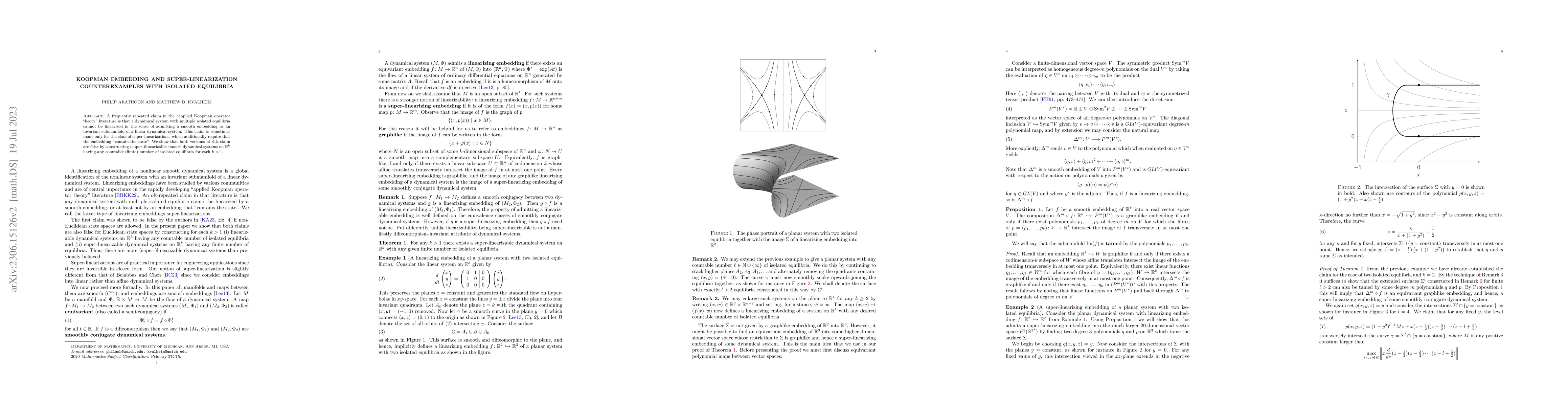 Thumbnail for Koopman Embedding and Super-Linearization Counterexamples with Isolated
  Equilibria