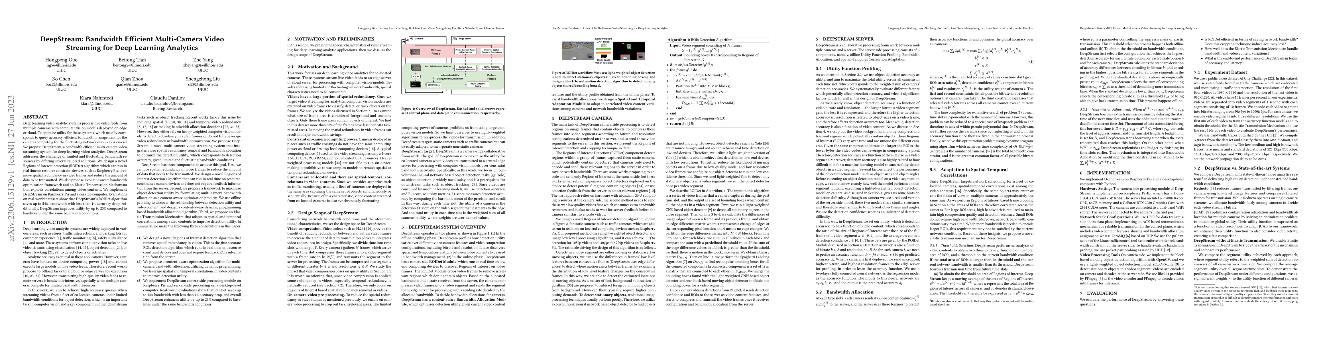 Thumbnail for DeepStream: Bandwidth Efficient Multi-Camera Video Streaming for Deep
  Learning Analytics