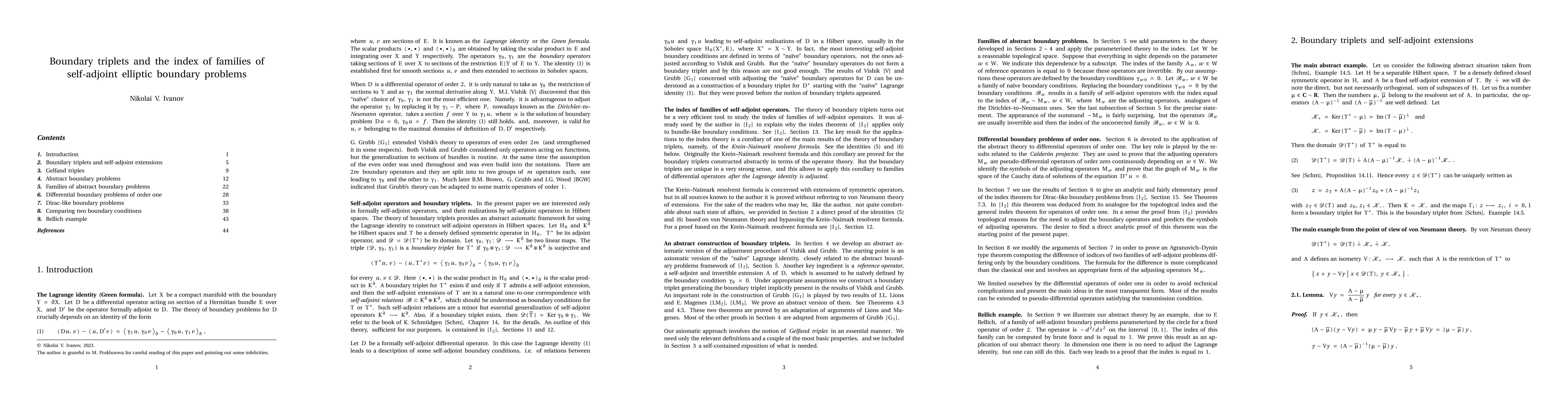 Thumbnail for Boundary triplets and the index of families of self-adjoint elliptic
  boundary problems