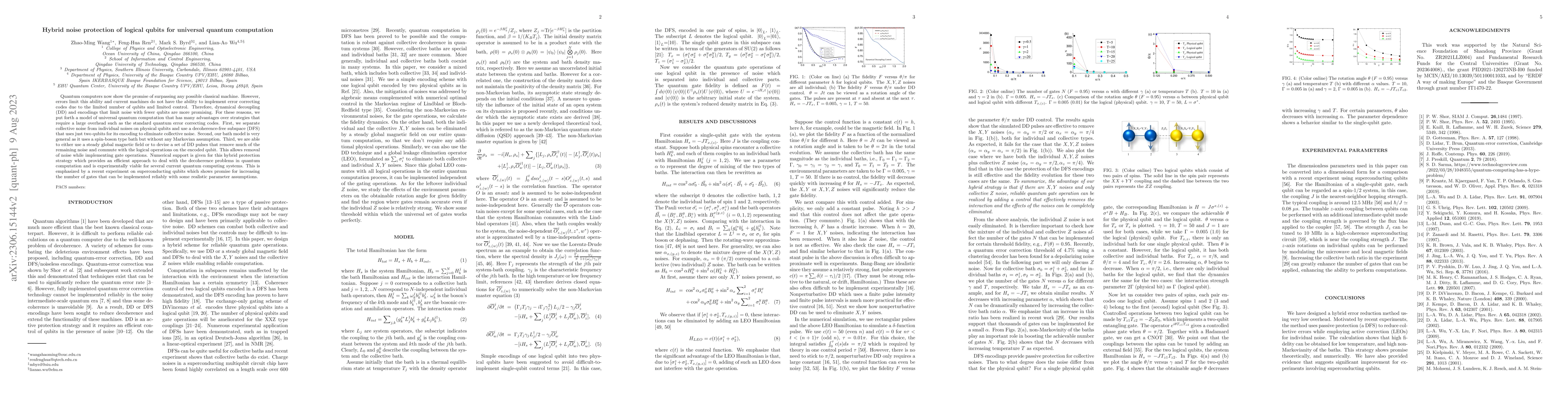 Thumbnail for Hybrid noise protection of logical qubits for universal quantum
  computation