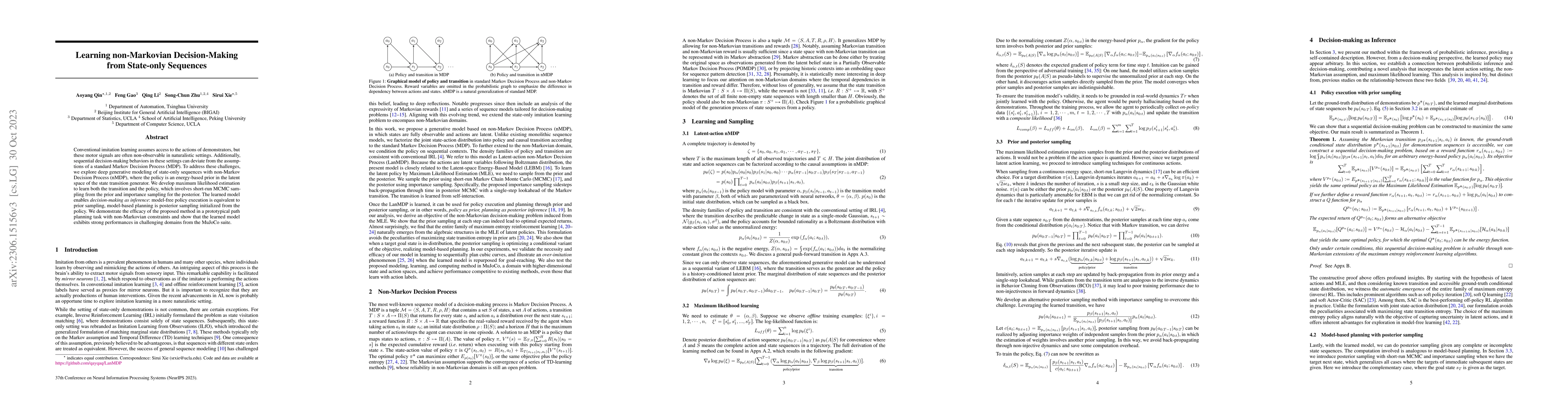 Thumbnail for Learning non-Markovian Decision-Making from State-only Sequences