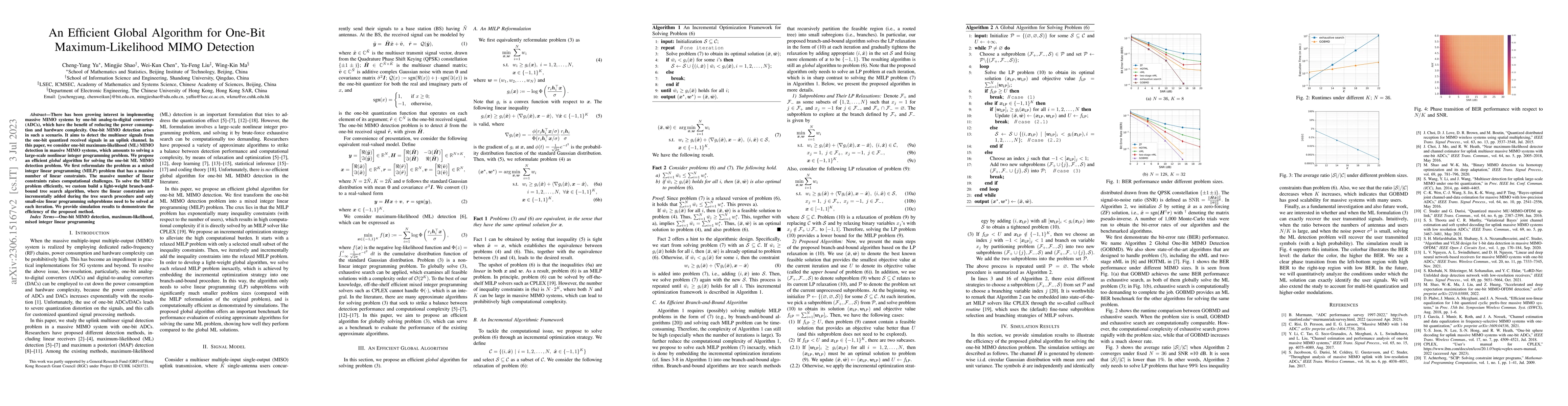 Thumbnail for An Efficient Global Algorithm for One-Bit Maximum-Likelihood MIMO
  Detection