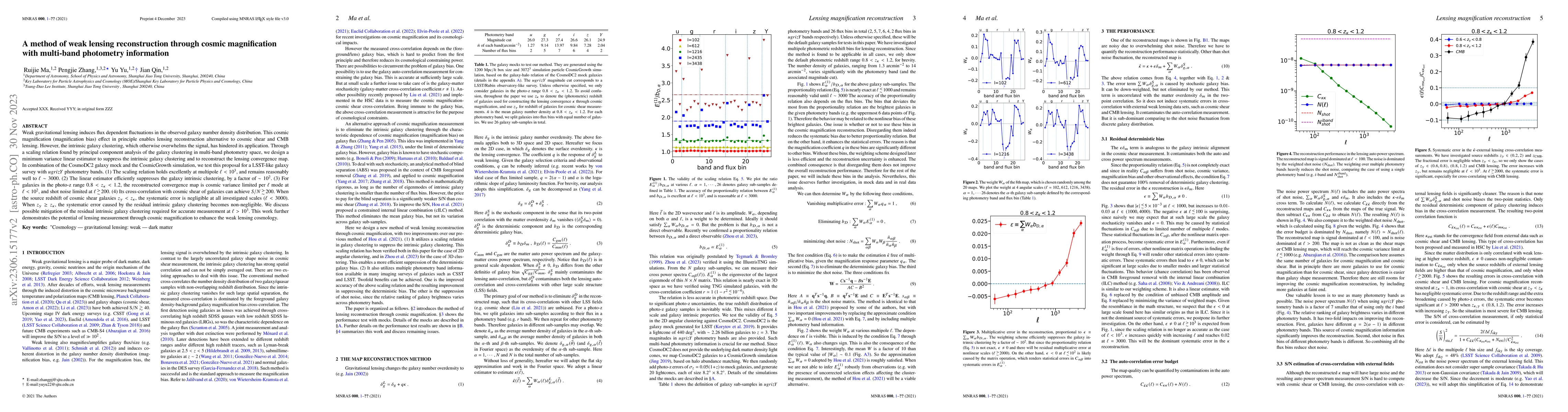 Thumbnail for A method of weak lensing reconstruction through cosmic magnification
  with multi-band photometry information