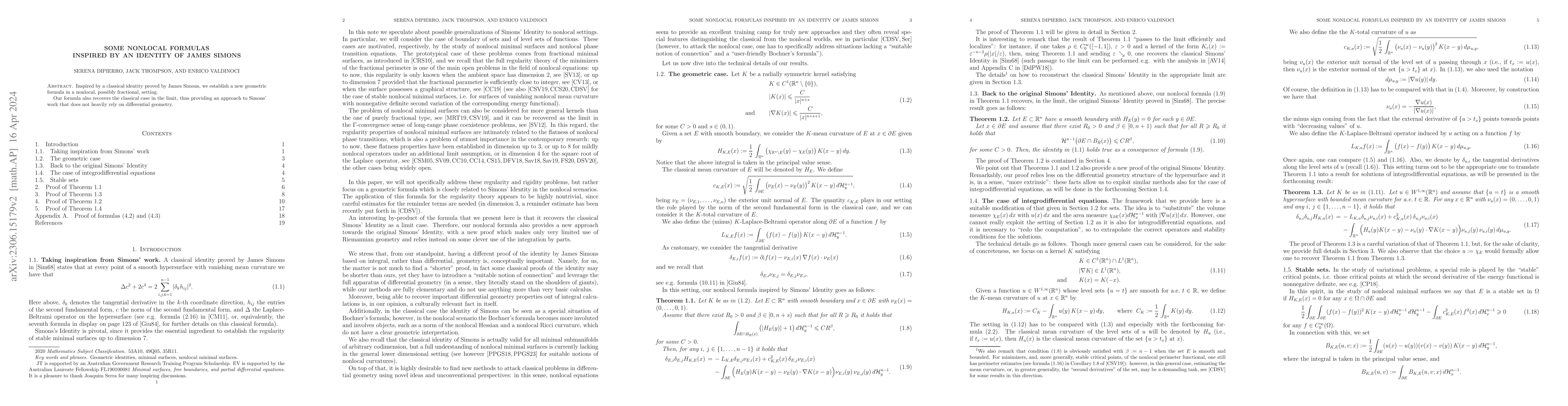 Thumbnail for Some nonlocal formulas inspired by an identity of James Simon