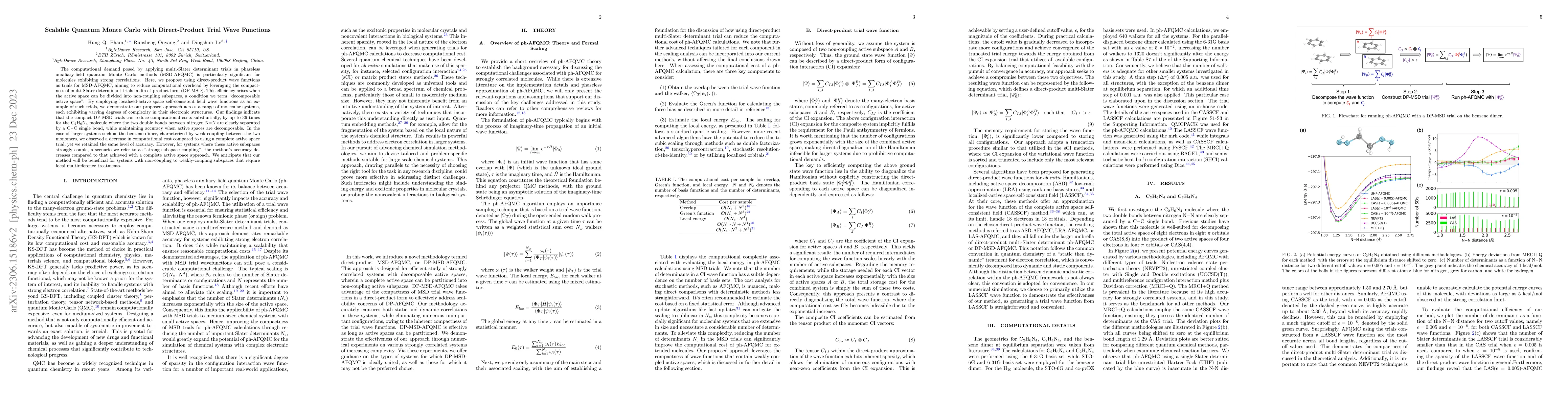 Thumbnail for Scalable Quantum Monte Carlo with Direct-Product Trial Wave Functions