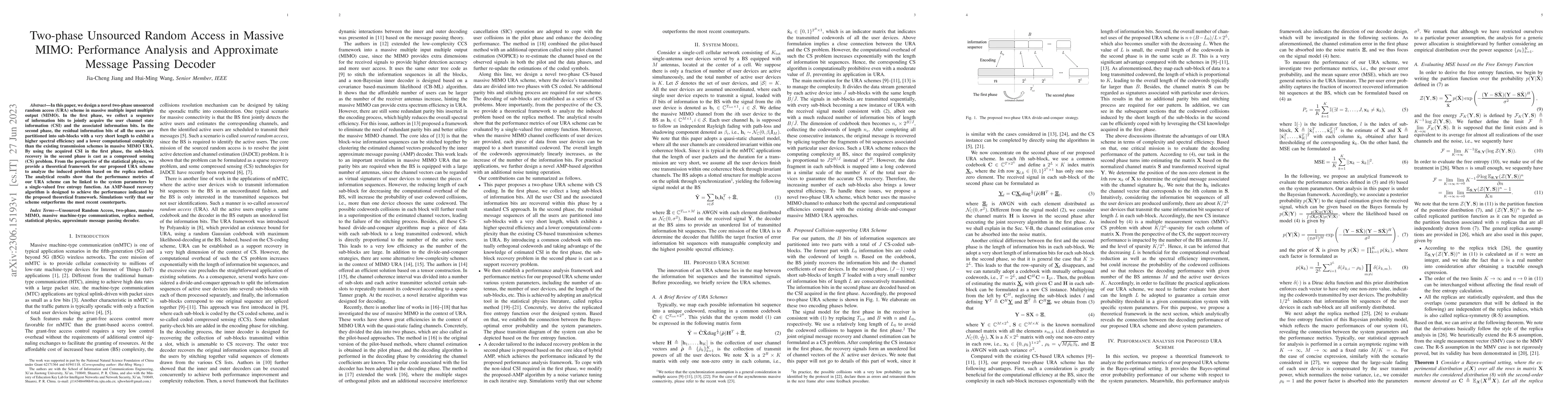 Thumbnail for Two-phase Unsourced Random Access in Massive MIMO: Performance Analysis
  and Approximate Message Passing Decoder