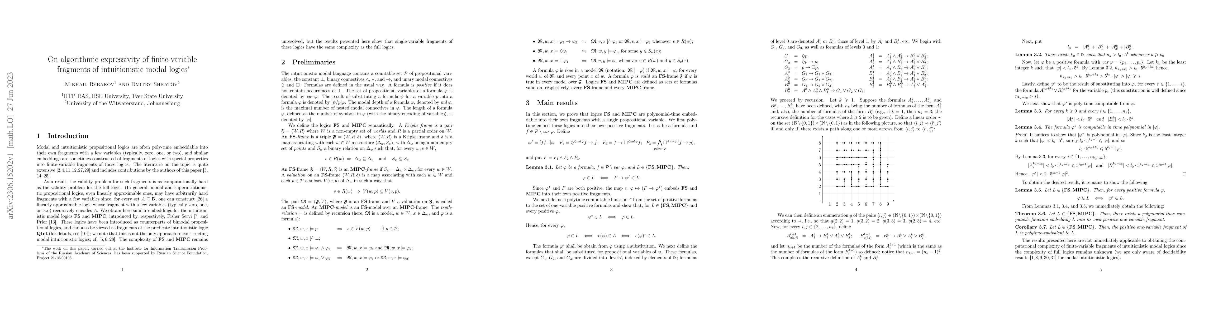 Thumbnail for On algorithmic expressivity of finite-variable fragments of
  intuitionistic modal logics