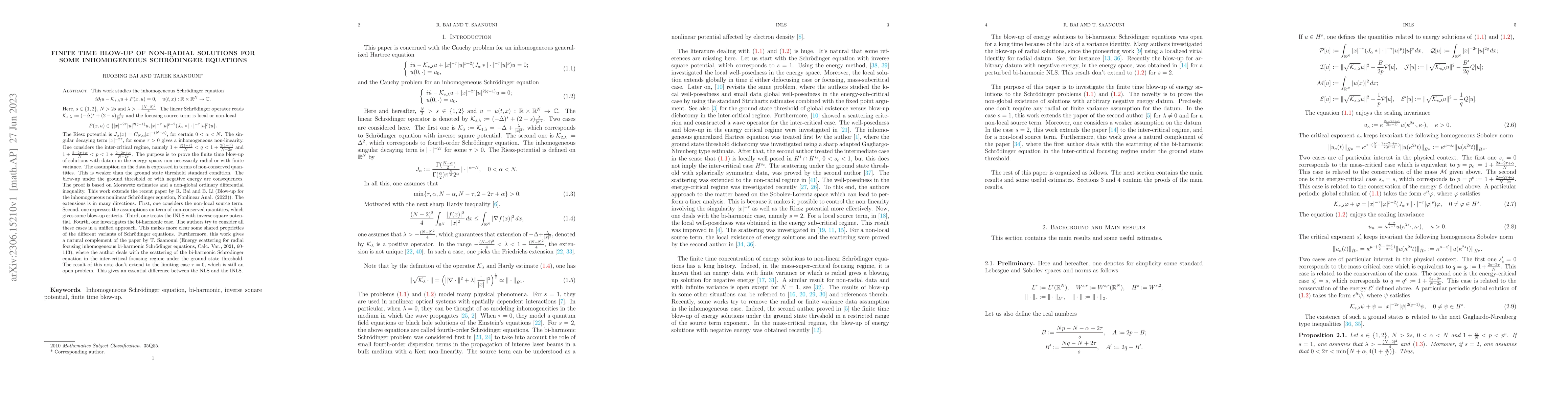 Thumbnail for Finite time blow-up of non-radial solutions for some inhomogeneous
  Schr\"{o}dinger equations