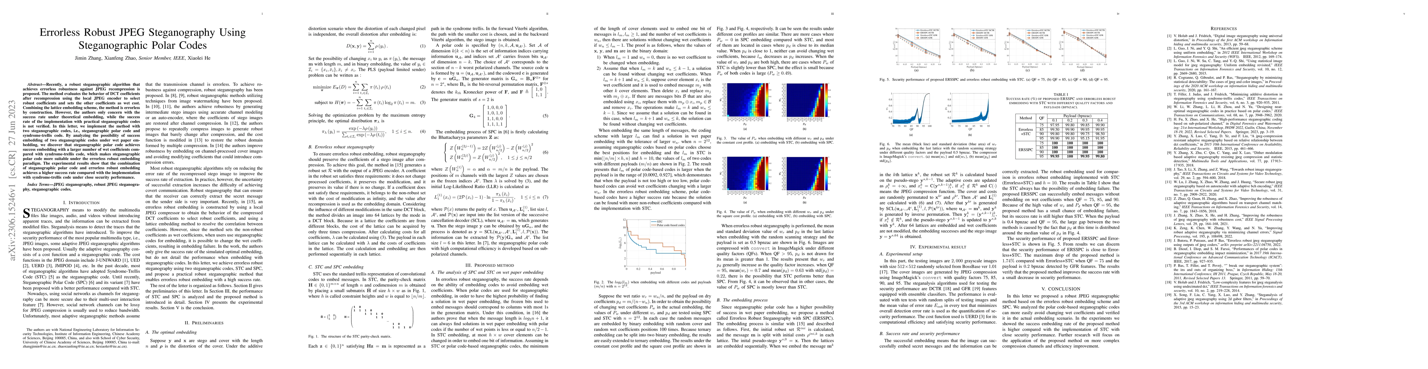 Thumbnail for Errorless Robust JPEG Steganography Using Steganographic Polar Codes