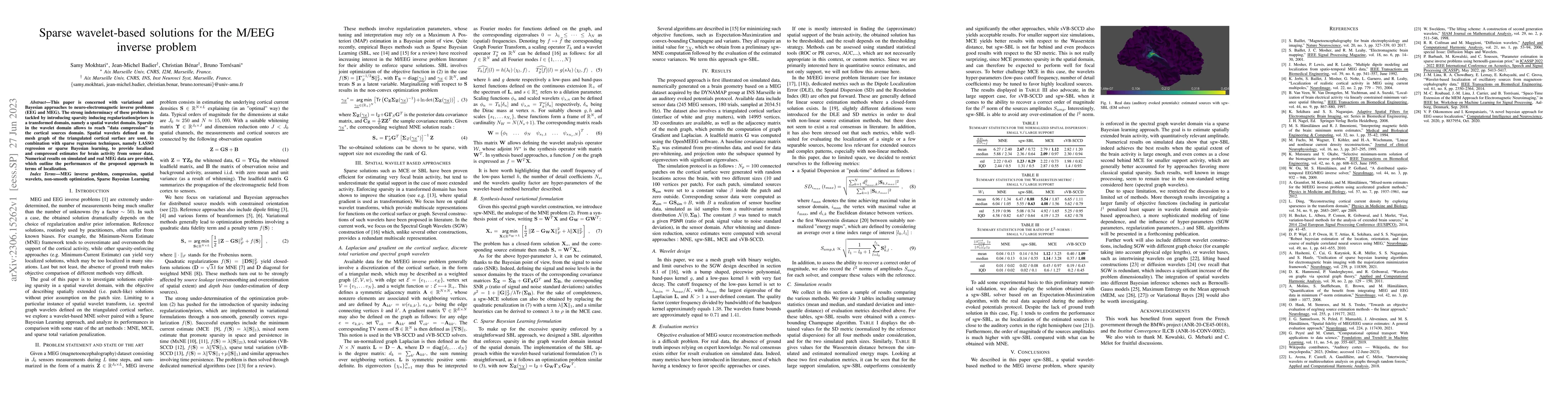 Thumbnail for Sparse wavelet-based solutions for the M/EEG inverse problem