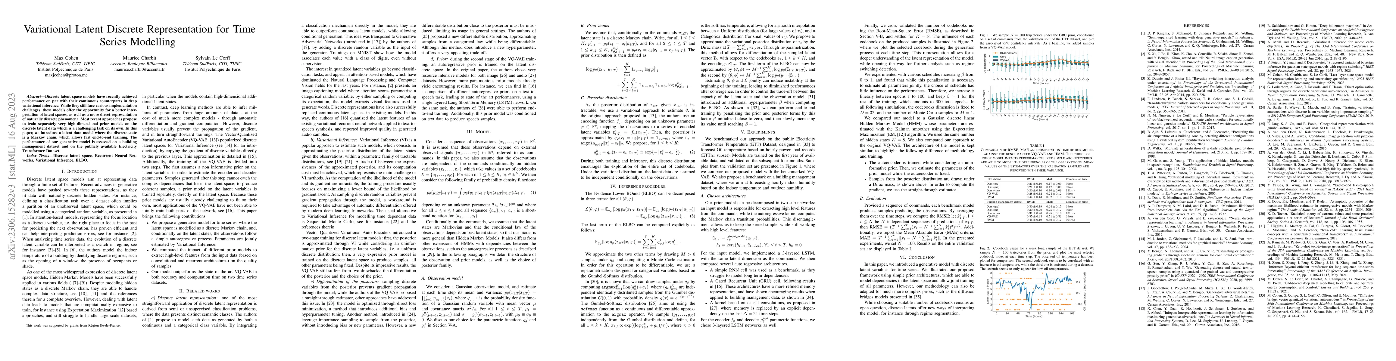 Thumbnail for Variational latent discrete representation for time series modelling