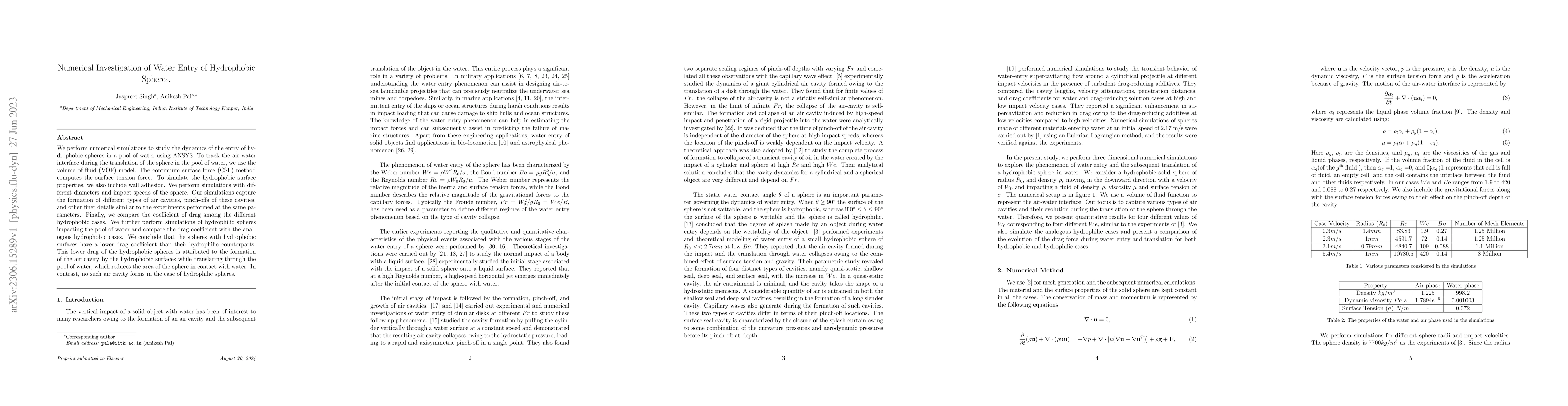 Thumbnail for Numerical Investigation of Water Entry of Hydrophobic Spheres