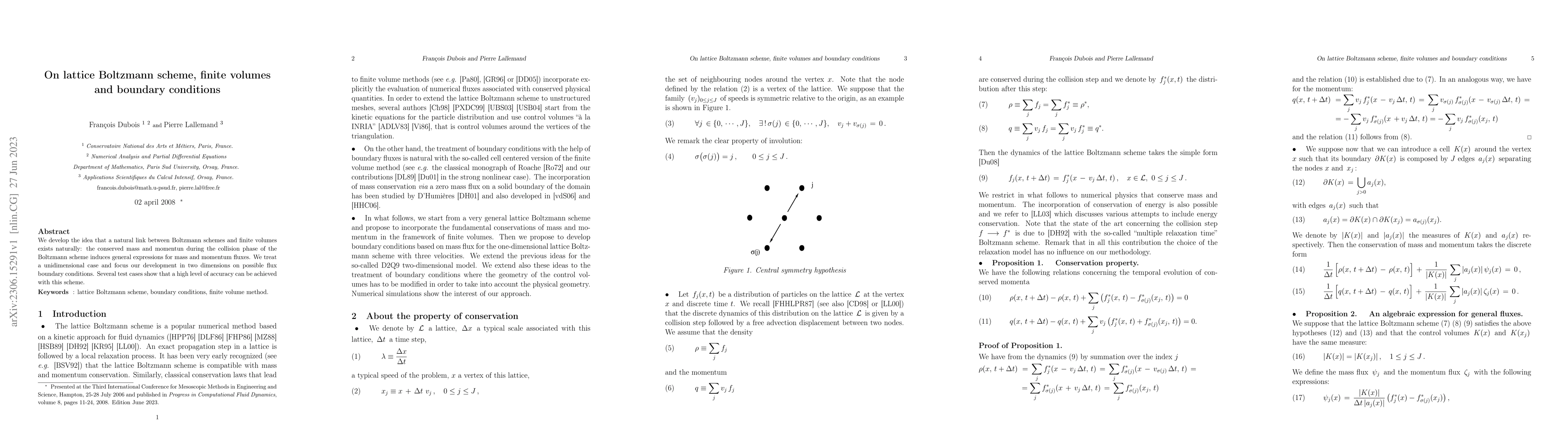 Thumbnail for On lattice Boltzmann scheme, finite volumes and boundary conditions