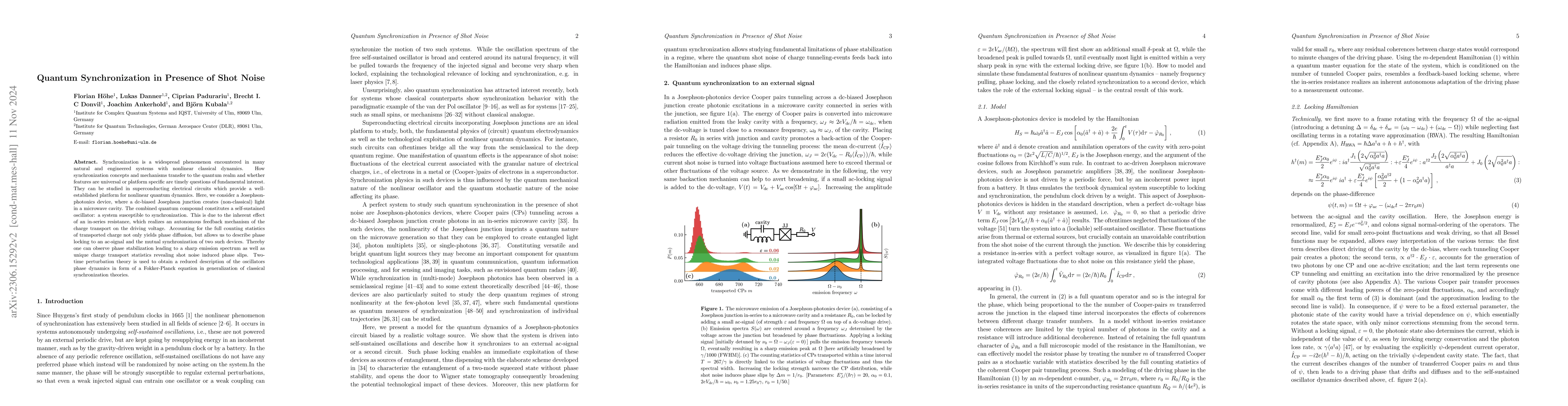 Thumbnail for Quantum Synchronization in Presence of Shot Noise