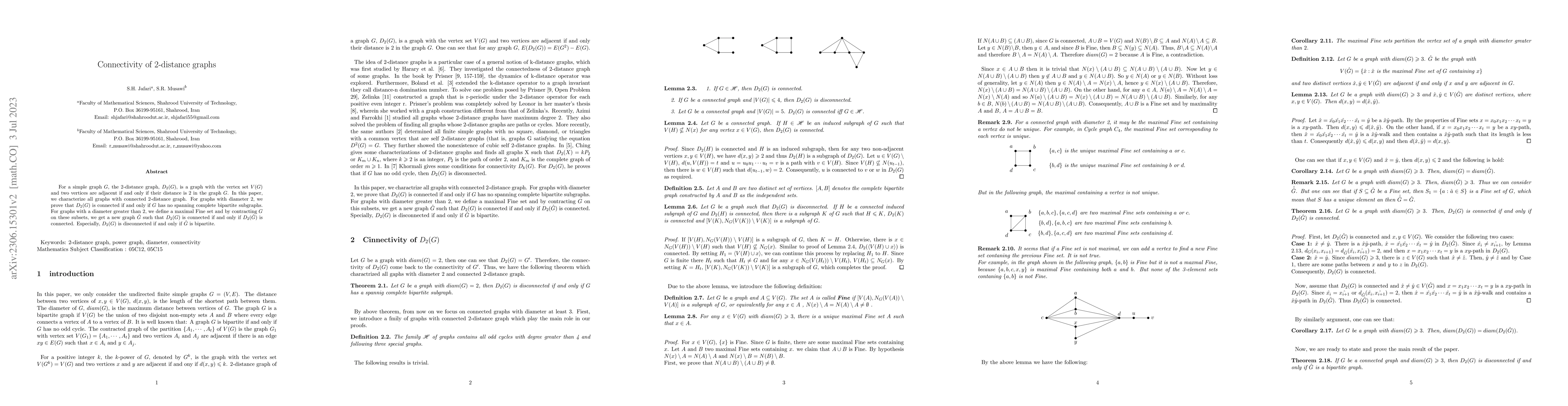 Thumbnail for Connectivity of 2-distance graphs