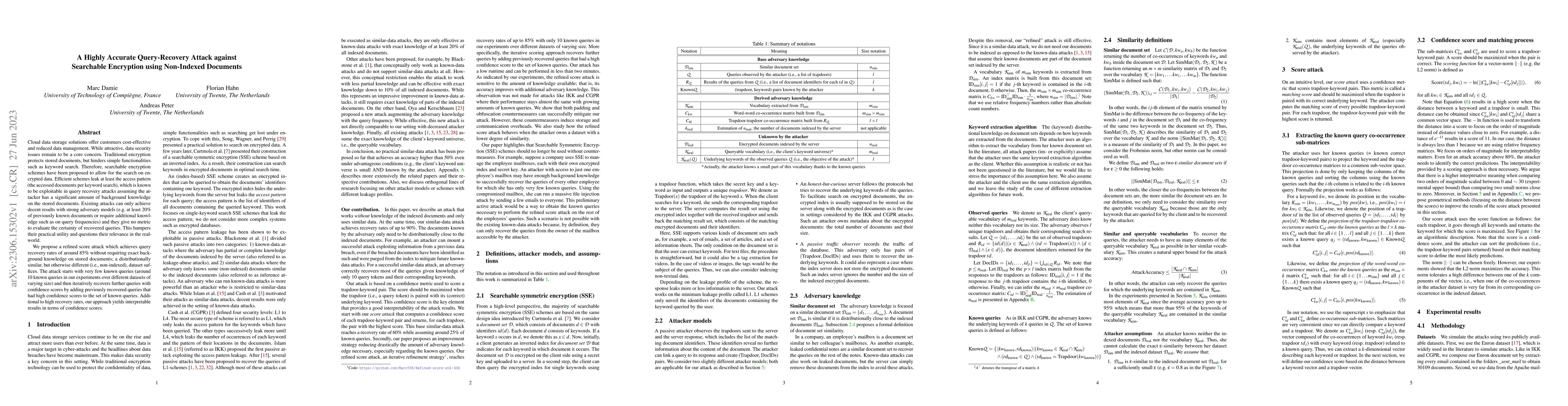 Thumbnail for A Highly Accurate Query-Recovery Attack against Searchable Encryption
  using Non-Indexed Documents