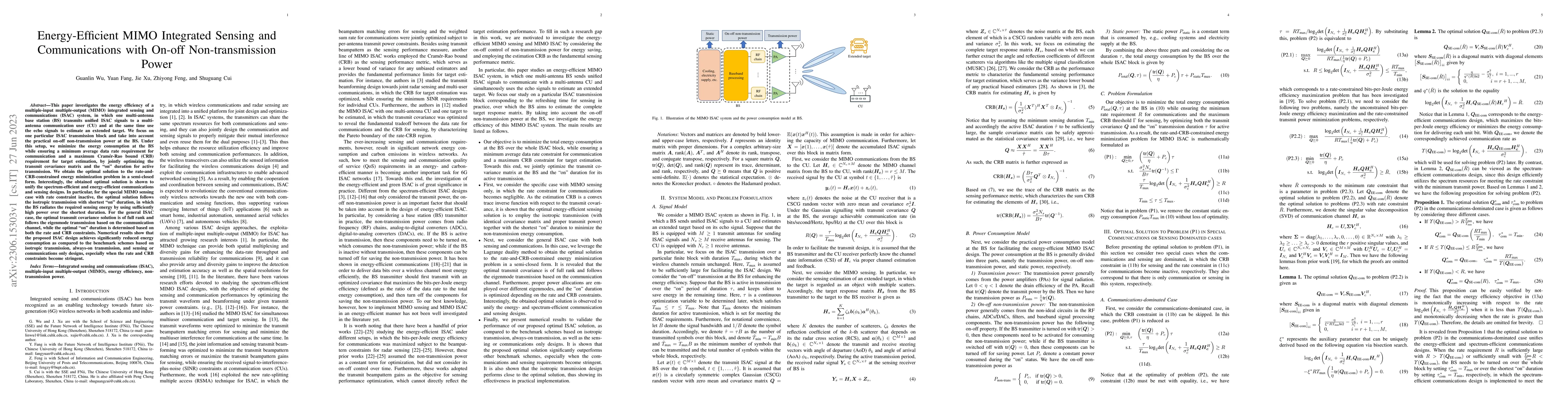 Thumbnail for Energy-Efficient MIMO Integrated Sensing and Communications with On-off
  Non-transmission Power