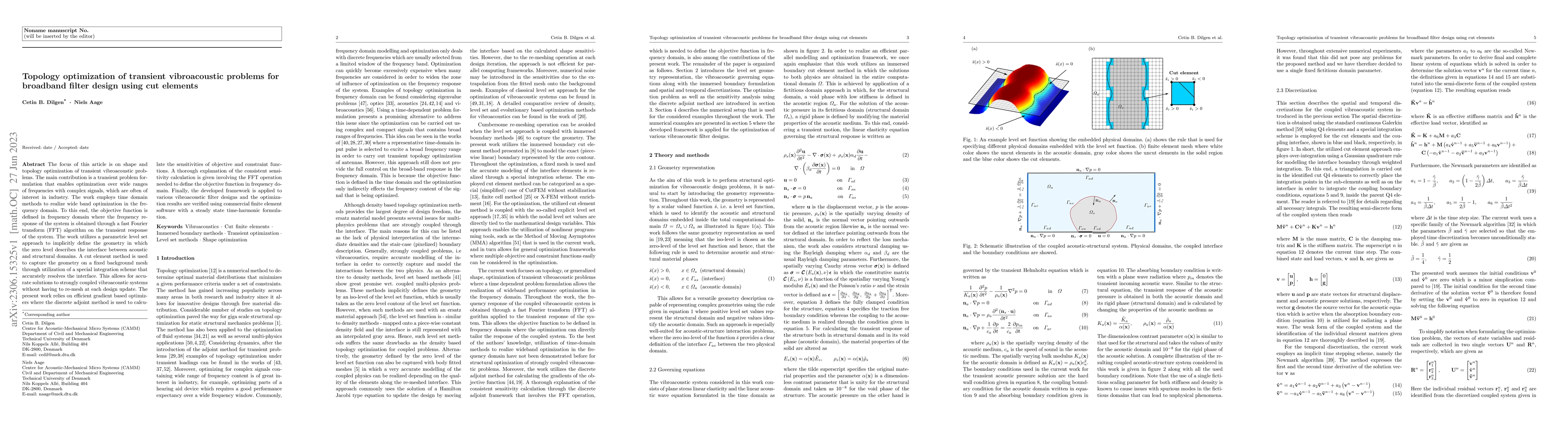 Thumbnail for Topology optimization of transient vibroacoustic problems for broadband
  filter design using cut elements