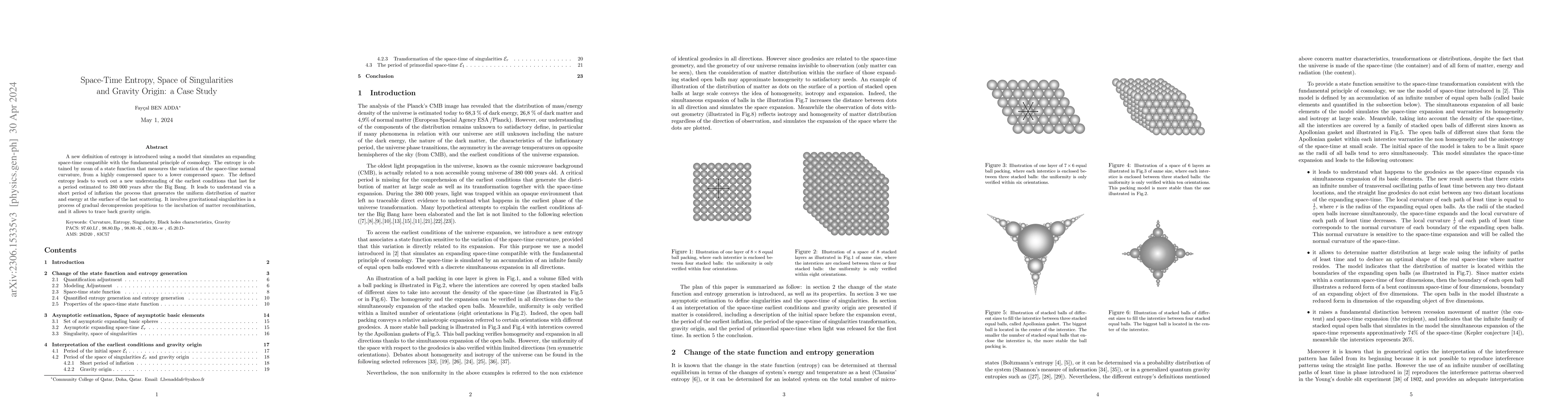 Thumbnail for Space-Time Entropy, Space of Singularities and Gravity Origin: A Case
  Study