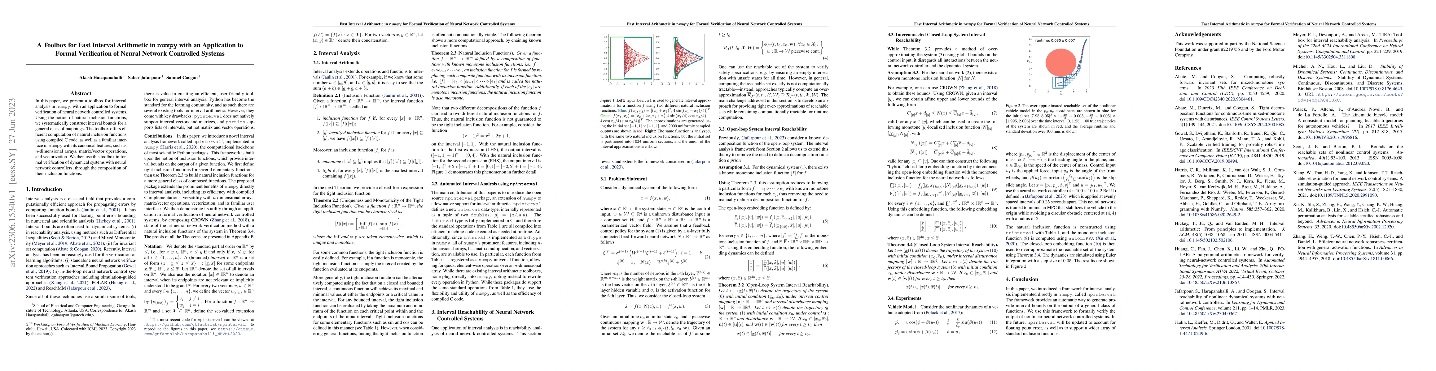 Thumbnail for A Toolbox for Fast Interval Arithmetic in numpy with an Application to
  Formal Verification of Neural Network Controlled Systems