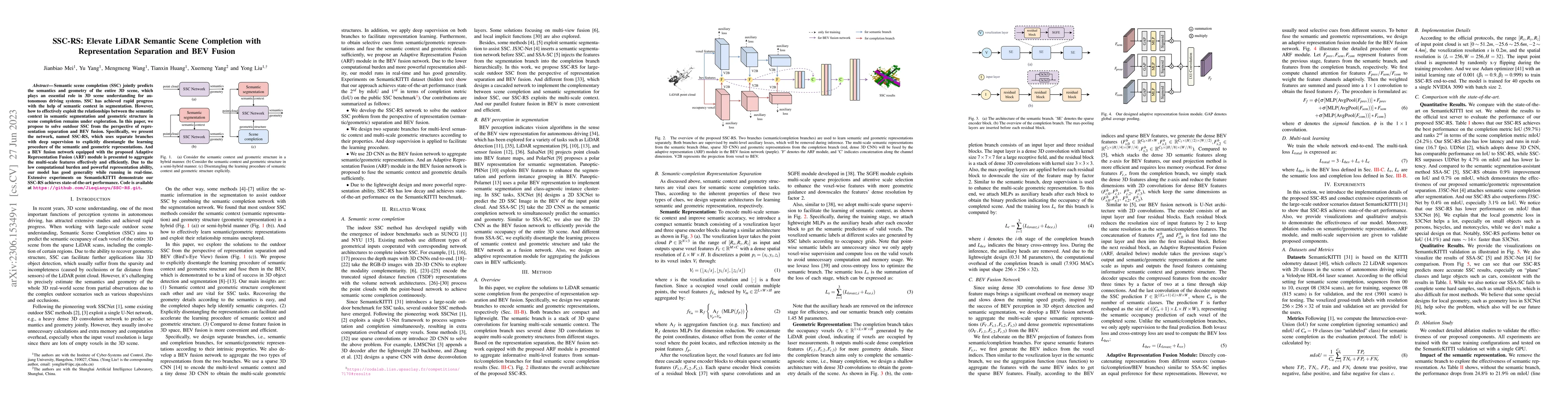 Thumbnail for SSC-RS: Elevate LiDAR Semantic Scene Completion with Representation
  Separation and BEV Fusion