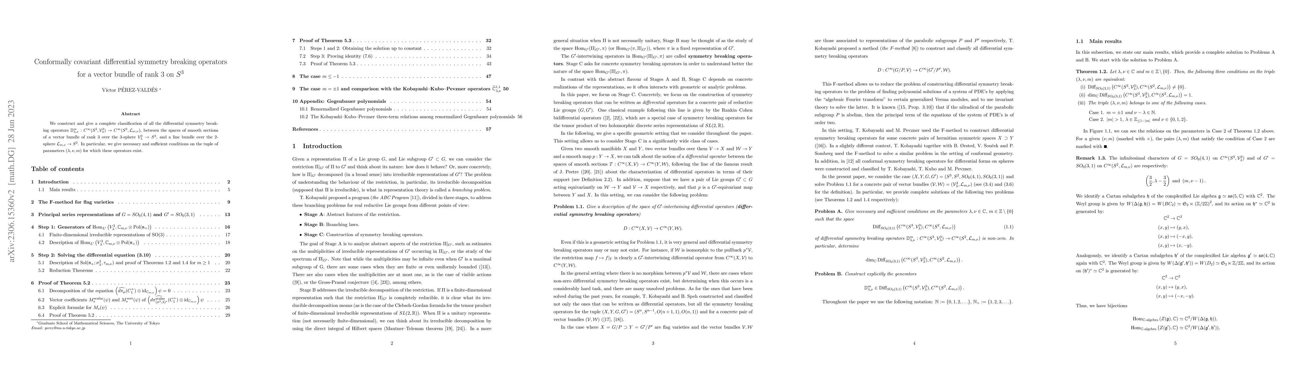 Thumbnail for Conformally covariant differential symmetry breaking operators for a
  vector bundle of rank 3 over S^3