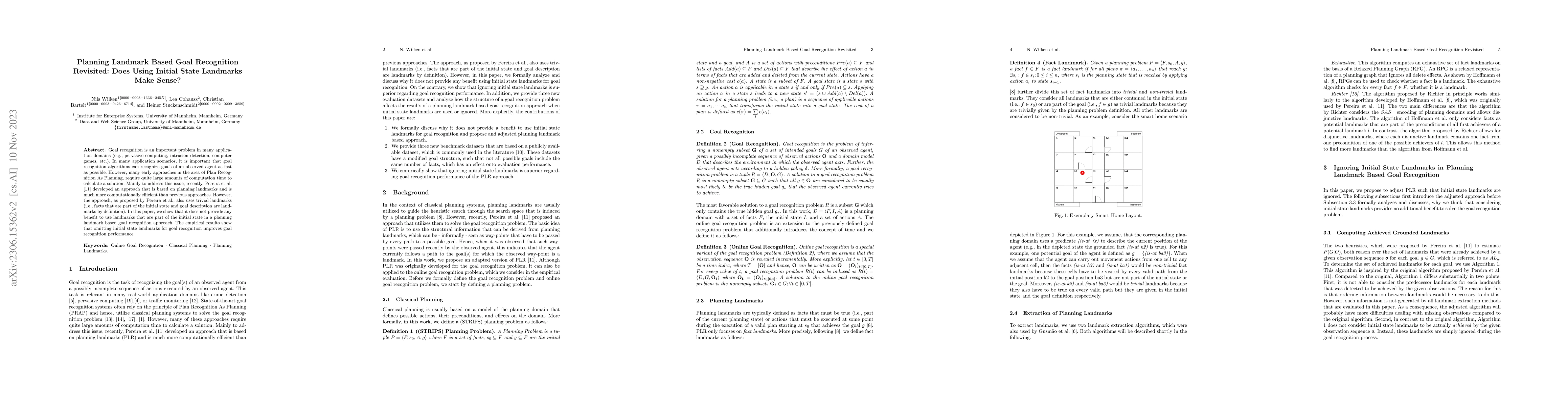 Thumbnail for Planning Landmark Based Goal Recognition Revisited: Does Using Initial
  State Landmarks Make Sense?