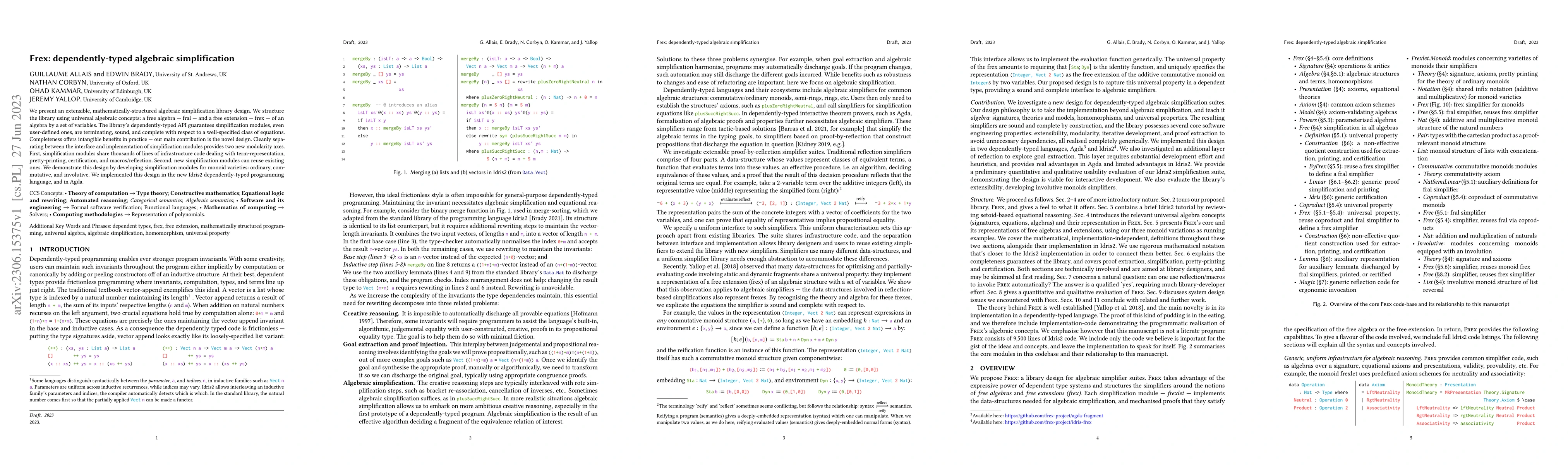 Thumbnail for Frex: dependently-typed algebraic simplification