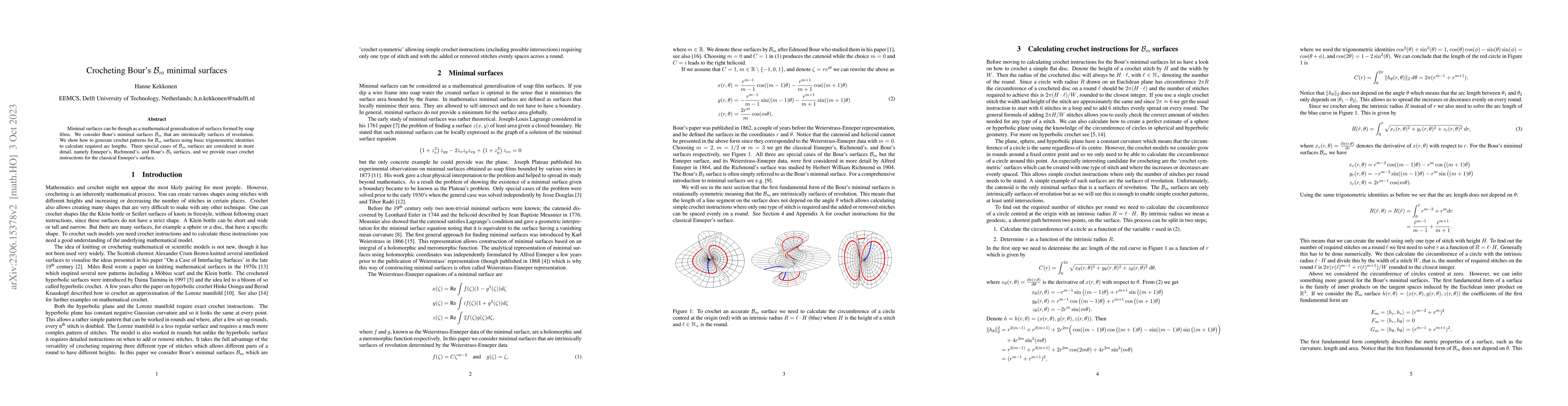 Thumbnail for Crocheting Bour's $\mathcal{B}_m$ minimal surfaces
