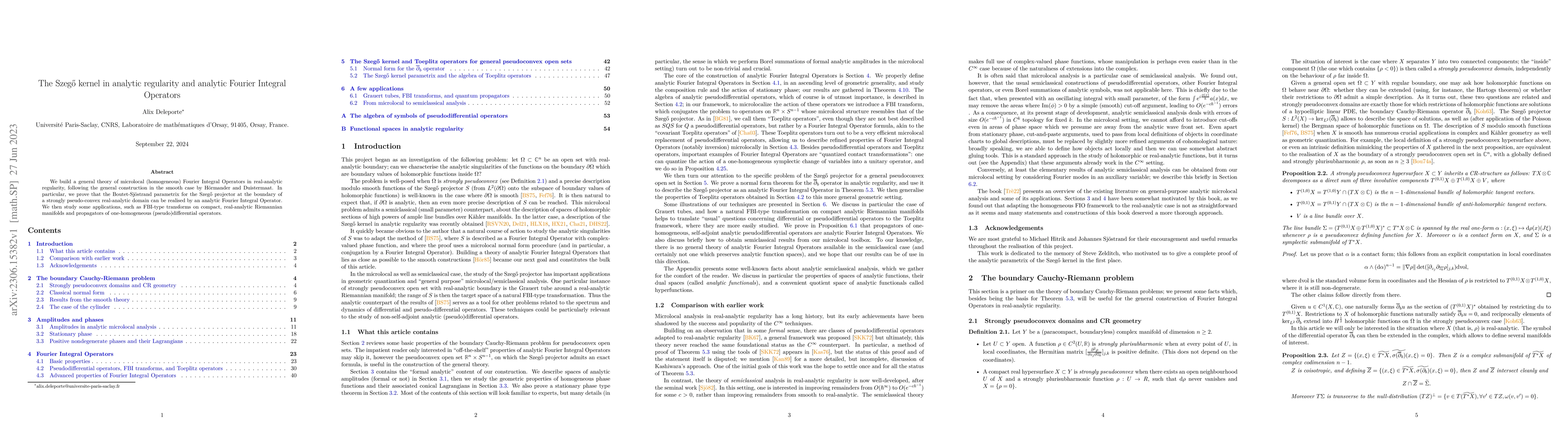 Thumbnail for The Szeg\H{o} kernel in analytic regularity and analytic Fourier
  Integral Operators