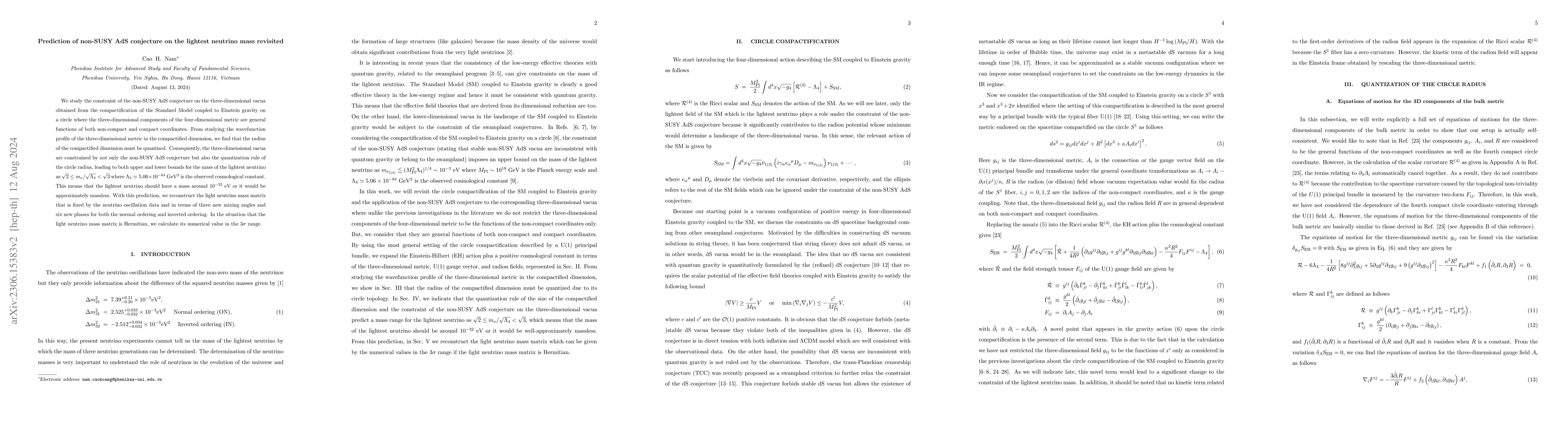Thumbnail for Prediction of non-SUSY AdS conjecture on the lightest neutrino mass
  revisited