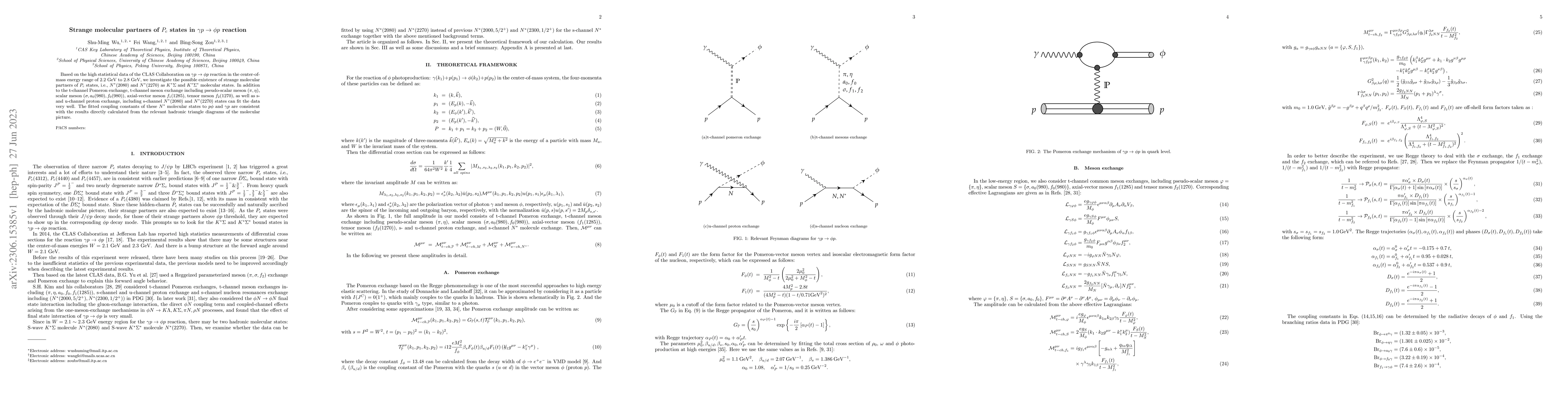 Thumbnail for Strange molecular partners of $P_c$ states in $\gamma p\to\phi p$
  reaction