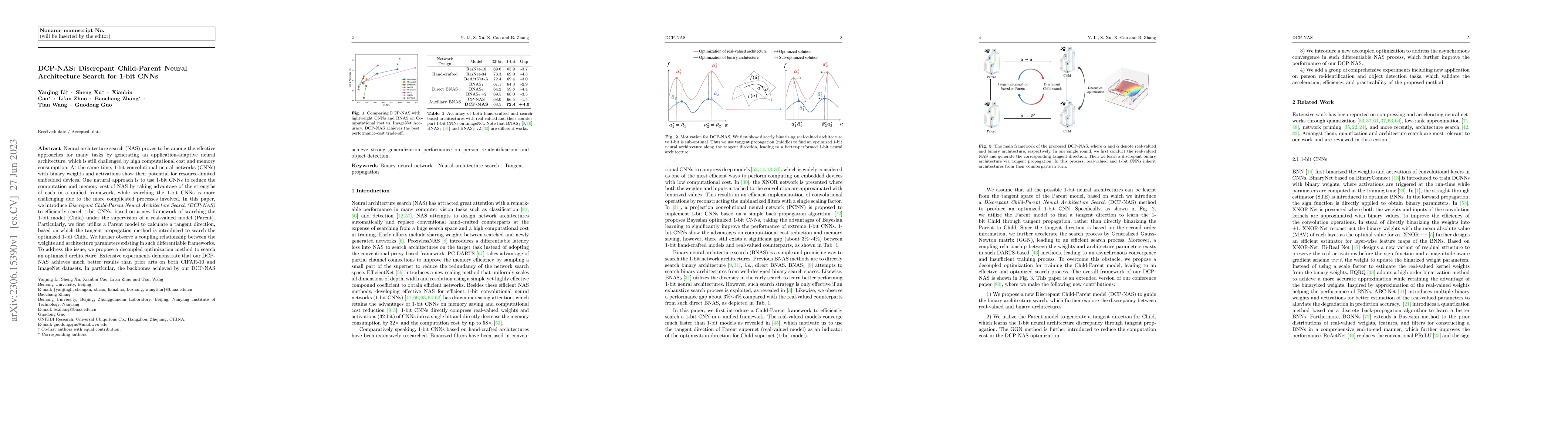 Thumbnail for DCP-NAS: Discrepant Child-Parent Neural Architecture Search for 1-bit
  CNNs