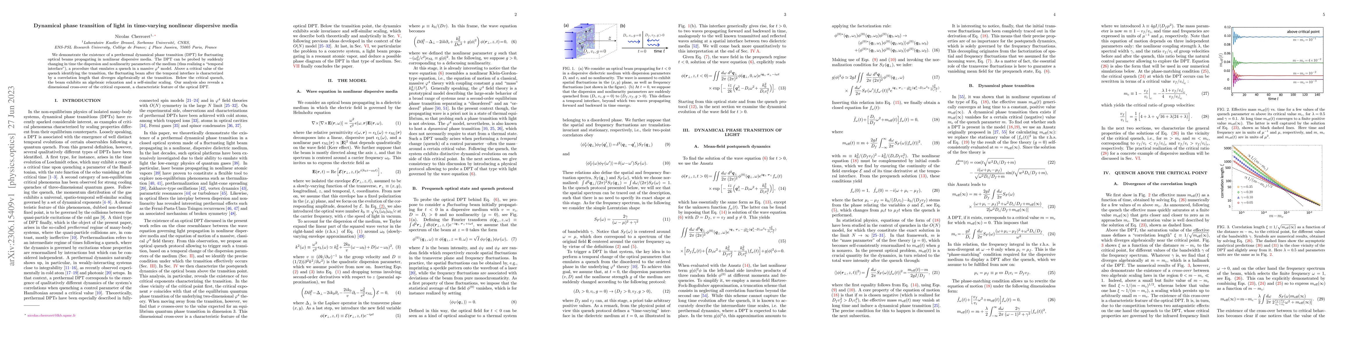 Thumbnail for Dynamical phase transition of light in time-varying nonlinear dispersive
  media