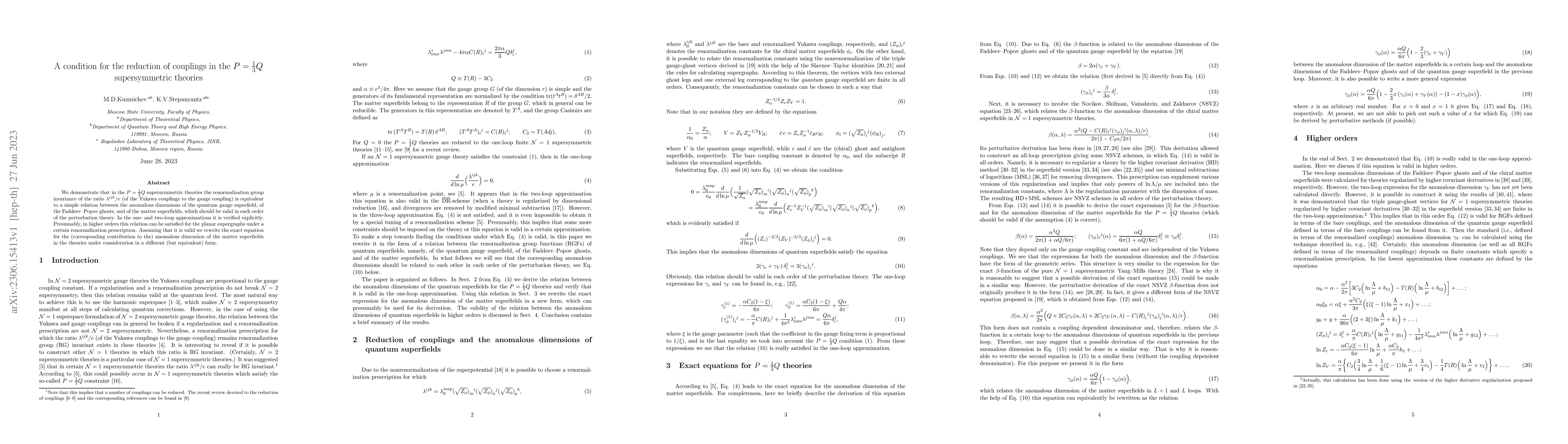 Thumbnail for A condition for the reduction of couplings in the $P = \frac{1}{3}Q$
  supersymmetric theories