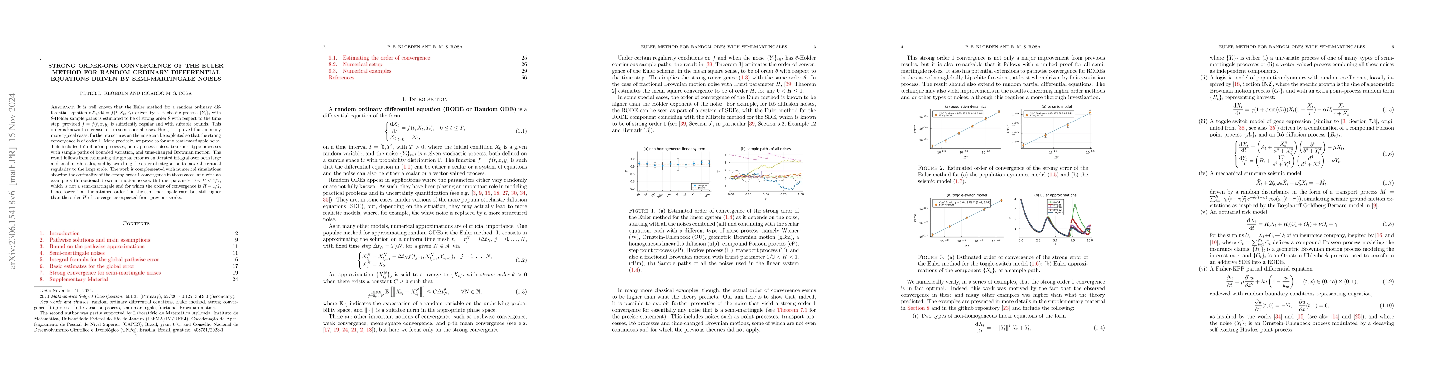 Thumbnail for Improved error estimates for the order of convergence of the Euler
  method for random ordinary differential equations driven by semi-martingale
  noises