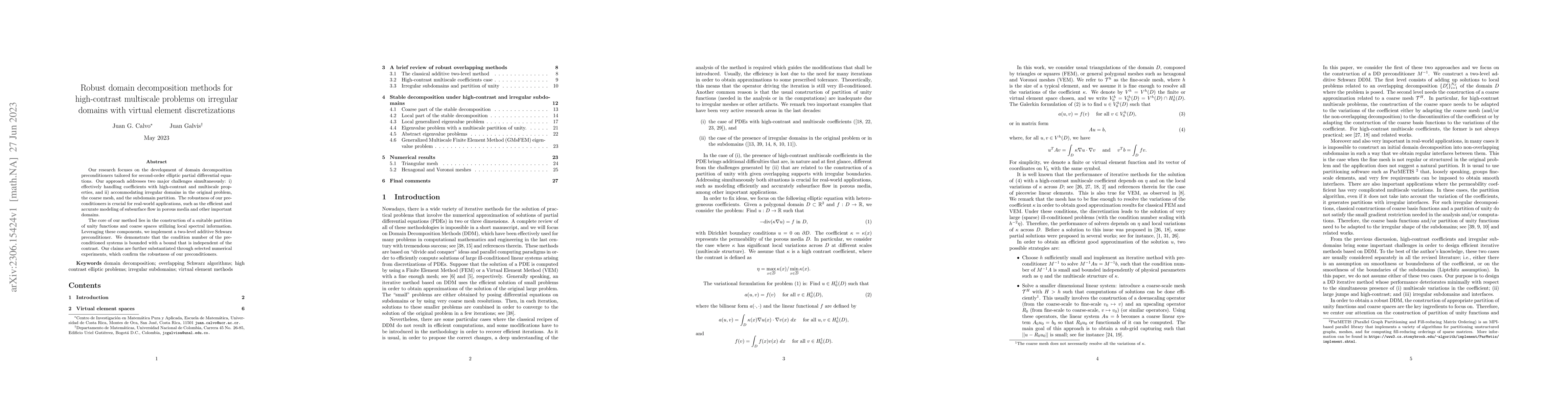 Thumbnail for Robust domain decomposition methods for high-contrast multiscale
  problems on irregular domains with virtual element discretizations