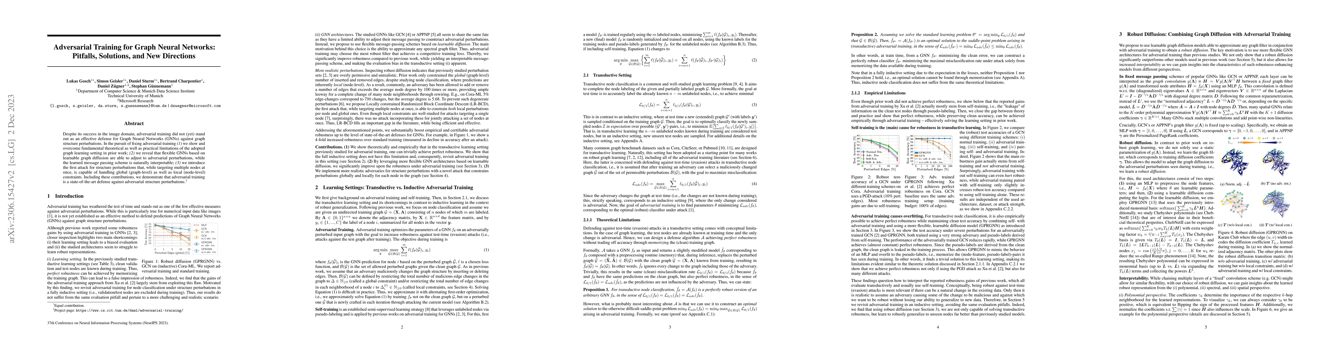 Thumbnail for Adversarial Training for Graph Neural Networks: Pitfalls, Solutions, and
  New Directions