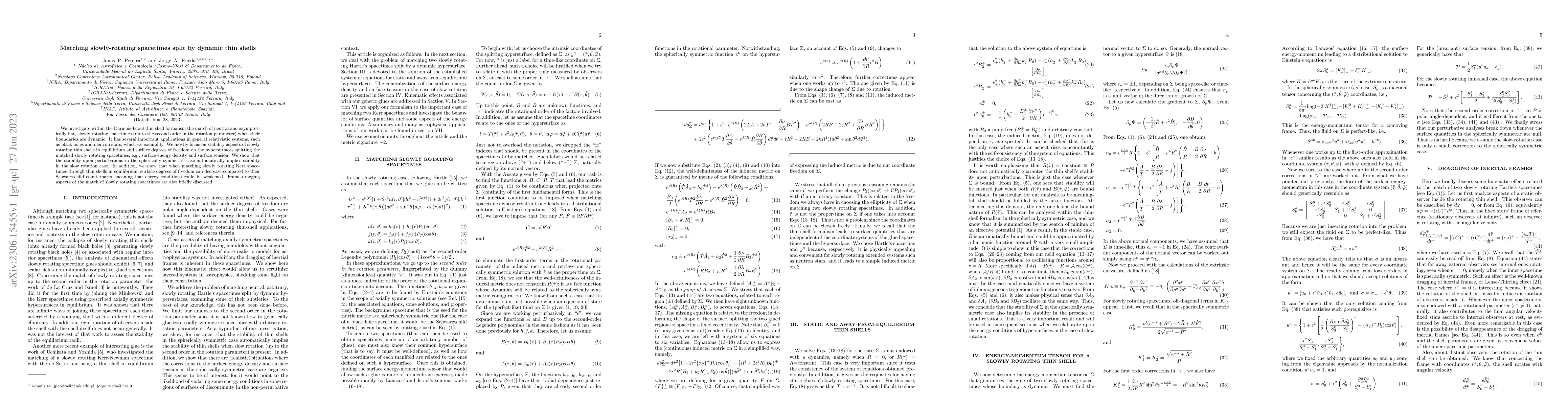 Thumbnail for Matching slowly rotating spacetimes split by dynamic thin shells