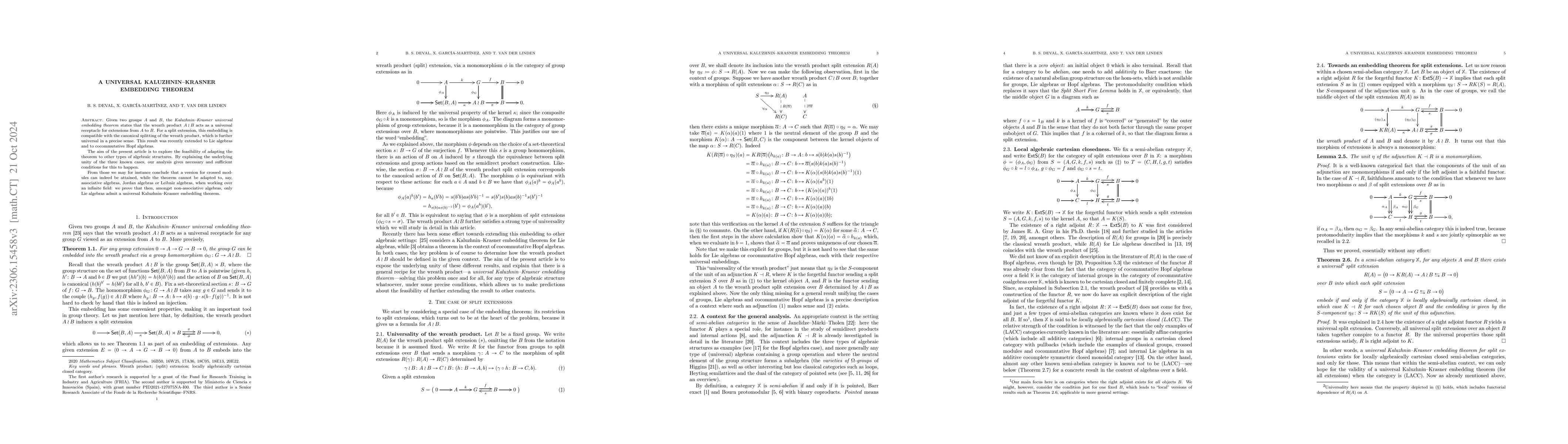 Thumbnail for A universal Kaluzhnin--Krasner embedding theorem
