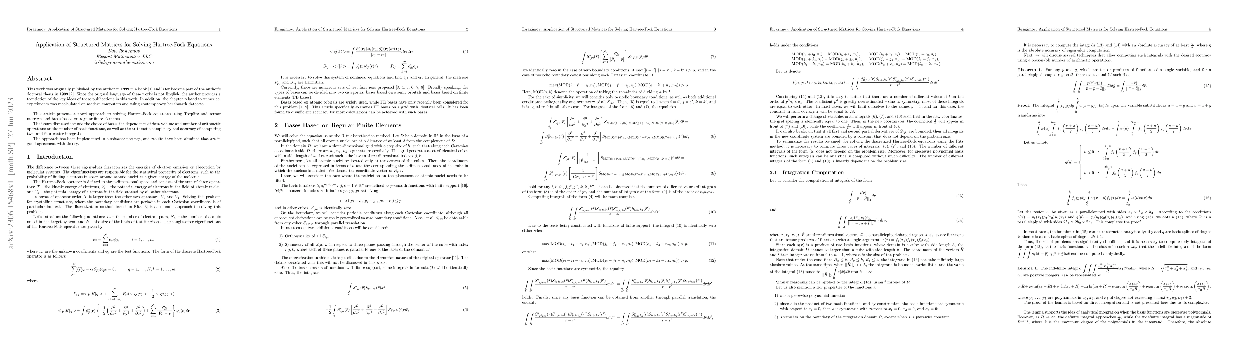 Thumbnail for Application of Structured Matrices for Solving Hartree-Fock Equations