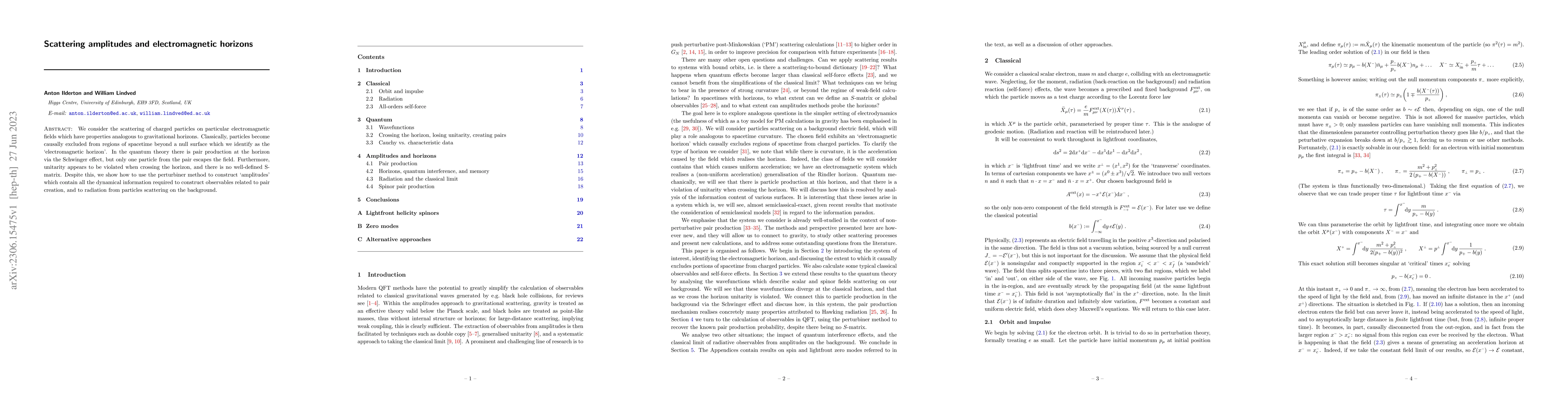 Thumbnail for Scattering amplitudes and electromagnetic horizons
