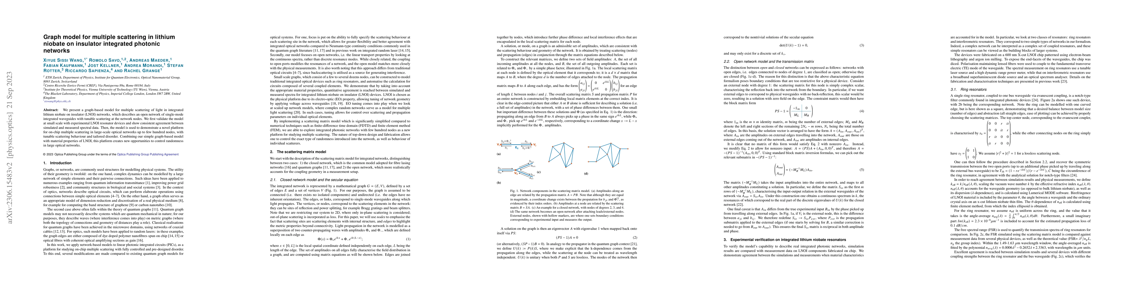 Thumbnail for Graph model for multiple scattering in lithium niobate on insulator
  integrated photonic networks