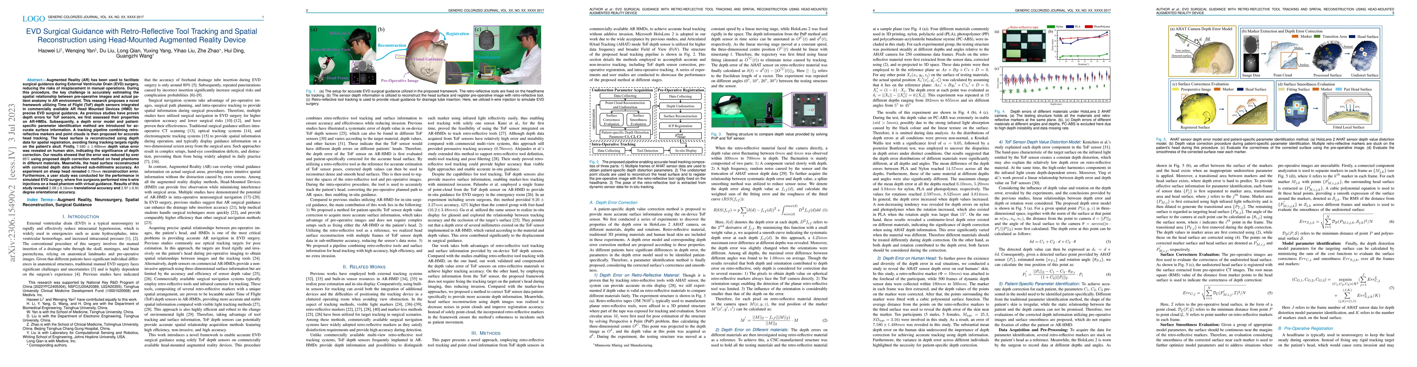 Thumbnail for EVD Surgical Guidance with Retro-Reflective Tool Tracking and Spatial
  Reconstruction using Head-Mounted Augmented Reality Device