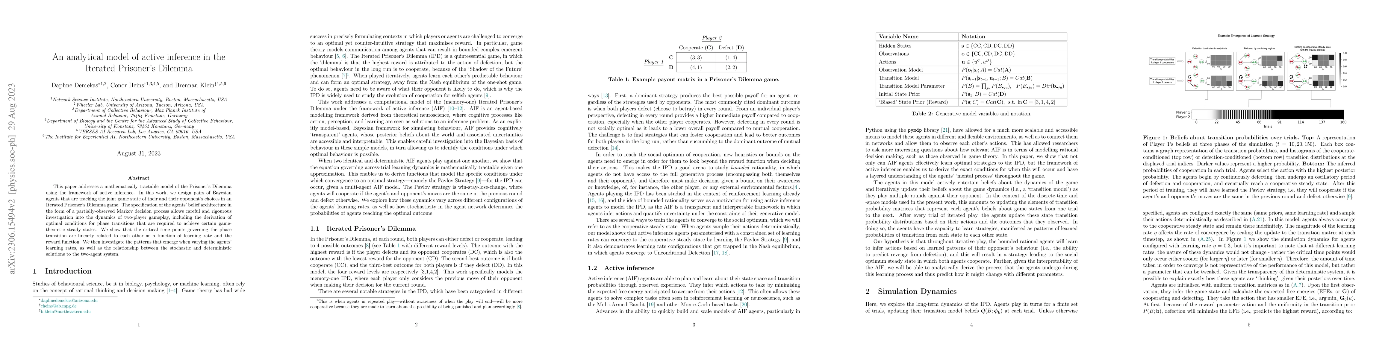 Thumbnail for An analytical model of active inference in the Iterated Prisoner's
  Dilemma