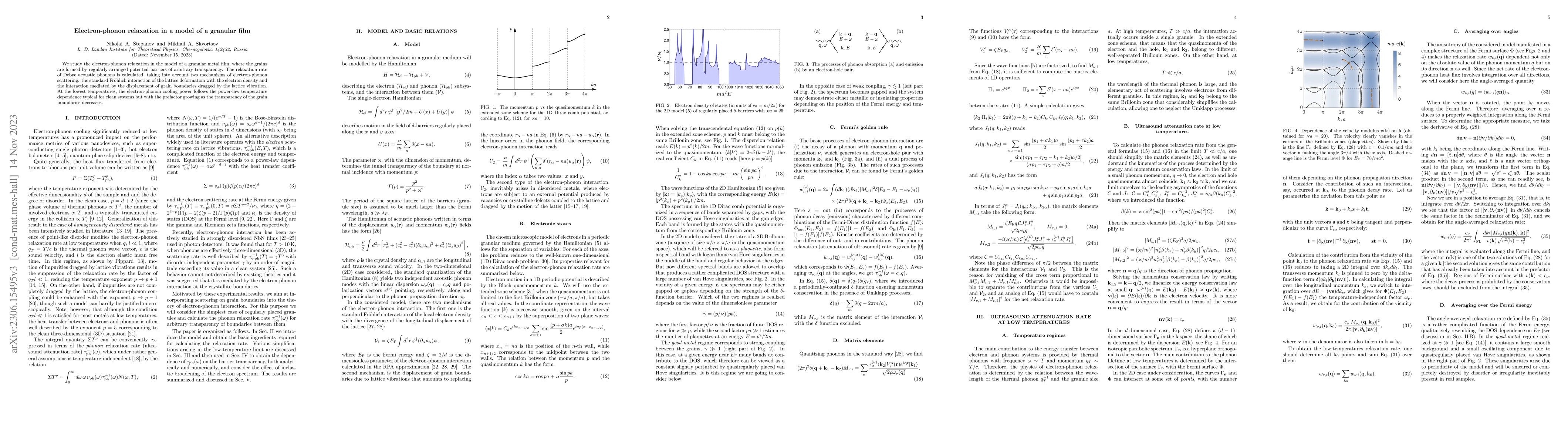 Thumbnail for Electron-phonon relaxation in a model of a granular film