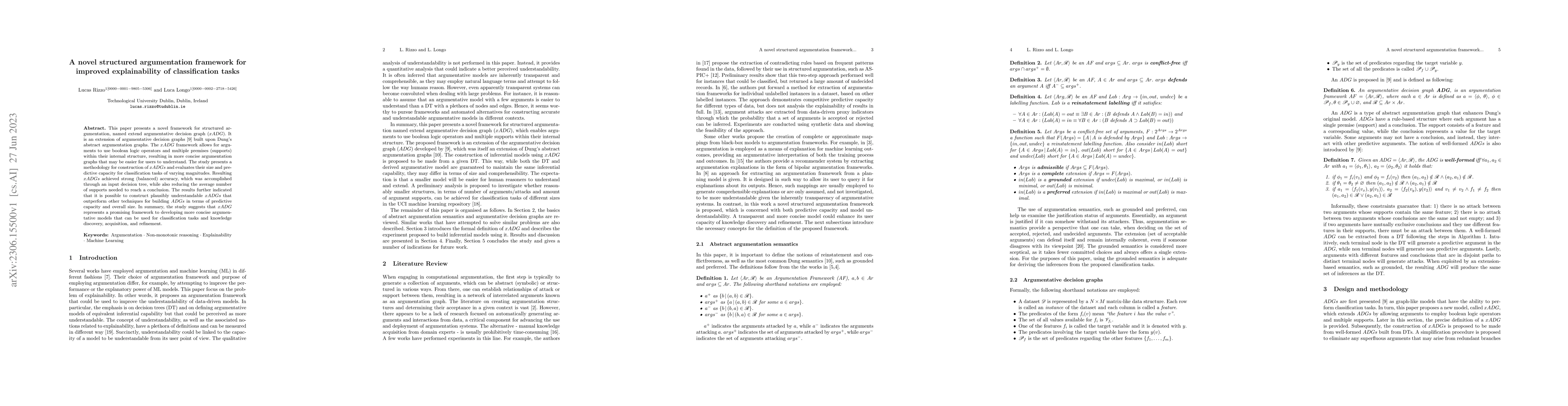 Thumbnail for A novel structured argumentation framework for improved explainability
  of classification tasks