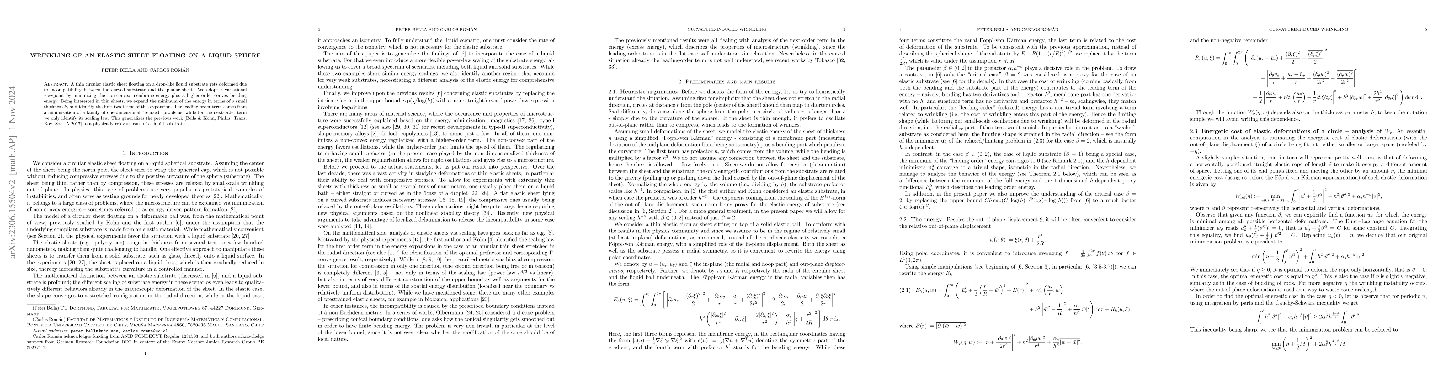 Thumbnail for Wrinkling of an elastic sheet floating on a liquid sphere